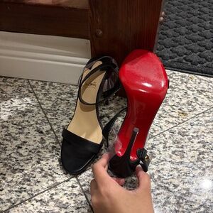 Christian Louboutin Black Ankle Strap Heels | Red Sole | Elegant Classic
